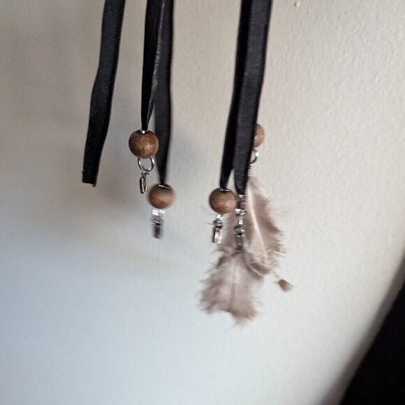 Zara Faux Suede Waist Coat with lace up strings with feathers - Picture 9 of 10